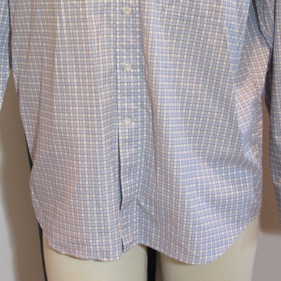 Canali Men's Shirt Light Blue Checks Cotton L 16 1/2-42 Made in Italy Very Nice - Picture 5 of 10